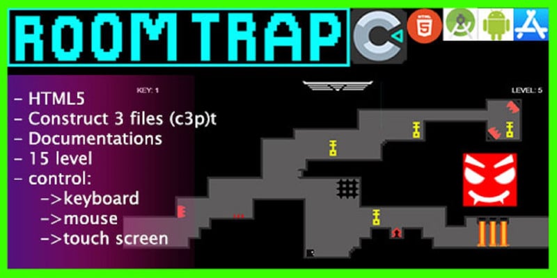 2D Adventure Game Room Trap Escape Construct 3 