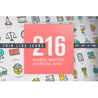 Set of Thin Line Icons for Business and Marketing