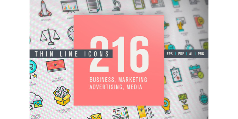 Set of Thin Line Icons for Business and Marketing