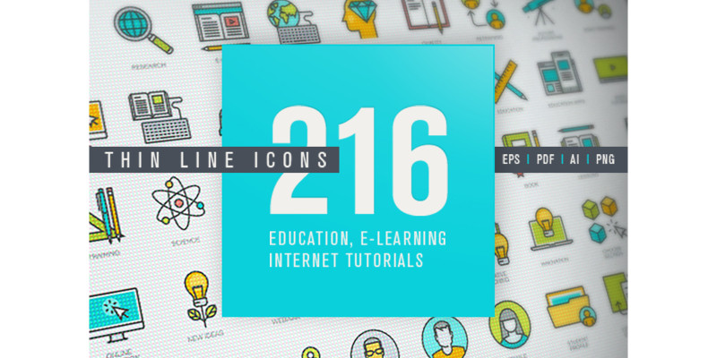 Set of Thin Line Icons for Online Education