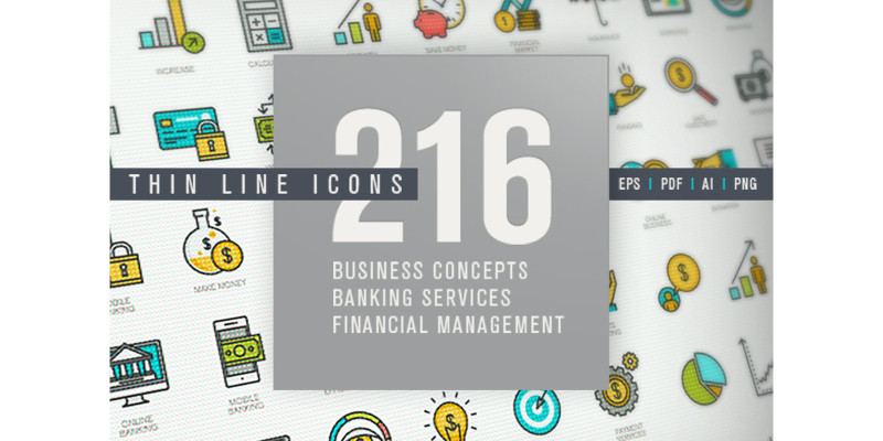Set of Thin Line Icons for Finance