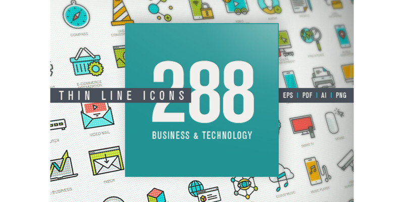 Set of Thin Line Icons for Business and Technology