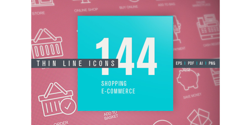 Set of Thin Line Icons for Shopping and E-commerce