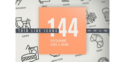 Thin Line Icons Set for Restaurant, Food & Dri