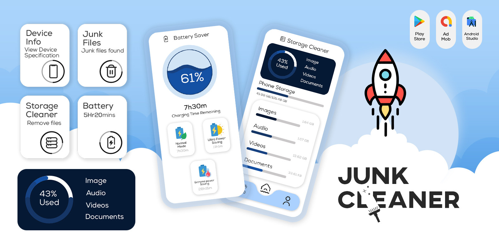 Junk Cleaner Android App Source Code by Elveeinfotech Codester