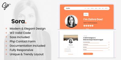 Sora Personal VCard And Resume Template