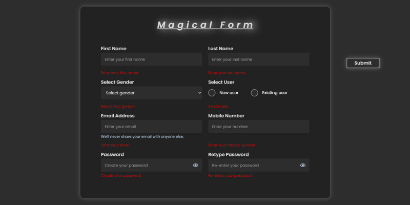 Magical Form jQuery validation HTML-CSS jQuery