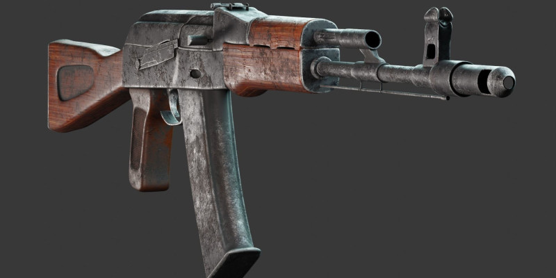 3D Game Weapon AK-74 low-poly 3D model
