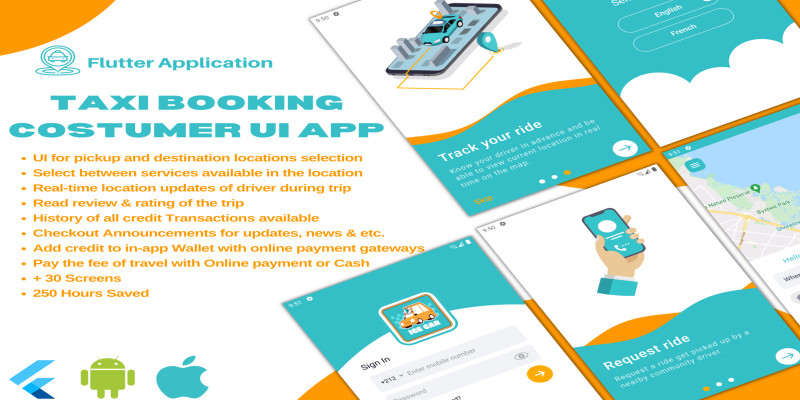 Ice Car - Taxi Booking Customer App UI Flutter