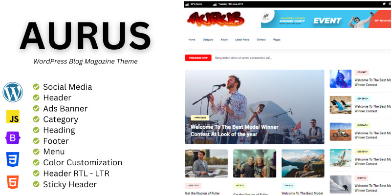 Aurus  Blog Wordpress Theme 
