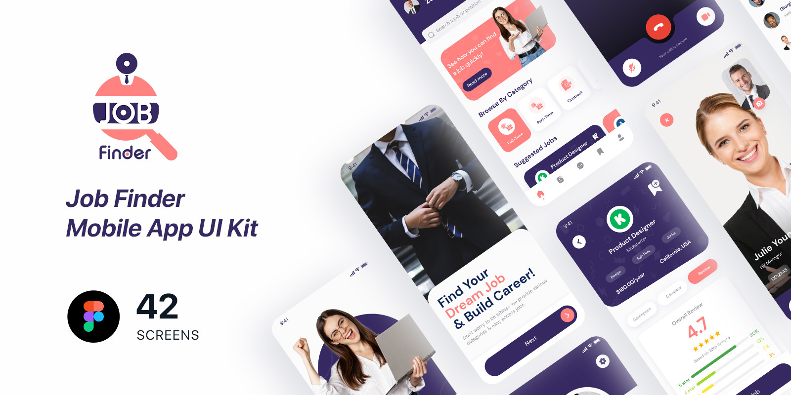 Job Finder Mobile App UI Kit Figma by Chiragvadukia | Codester