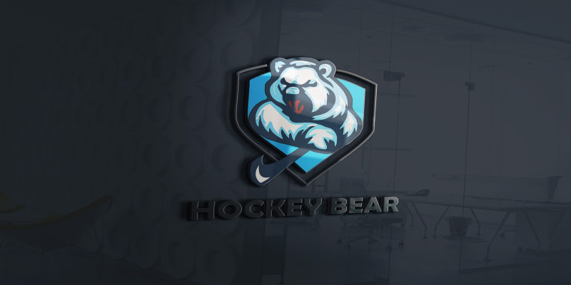 Hockey Bear Logo Template Vector File