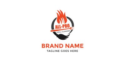 Grill  Cleaning Logo Template
