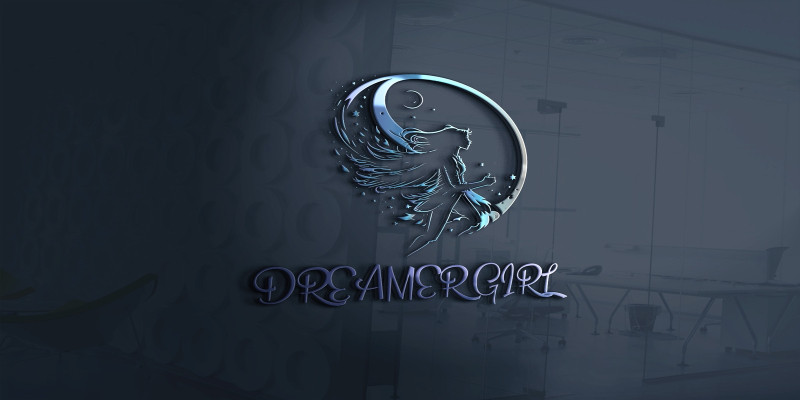 Dreamer Girl Logo Template On The Moon