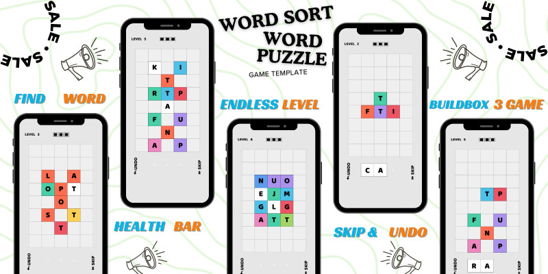 Word Sort Puzzle Game Buildbox Template