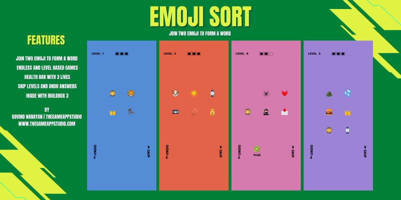 Emoji Sort Picture Puzzle Game Buildbox Template