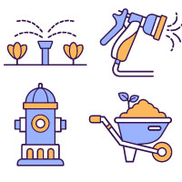 Automatic Lawn Watering Vector Icons pack