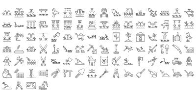 Automatic Lawn Watering Vector Icons pack