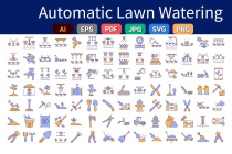 Automatic Lawn Watering Vector Icons pack Screenshot 1