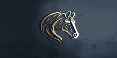 Horse Head Outline Logo Template Vector File