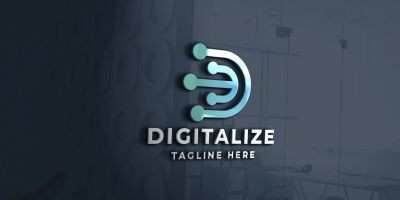 Digitalize Letter D Pro Logo Template