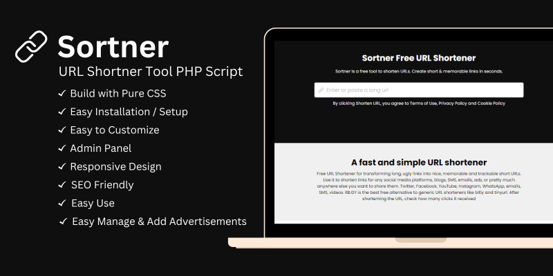 Sortner - URL Shortner Tool PHP Script