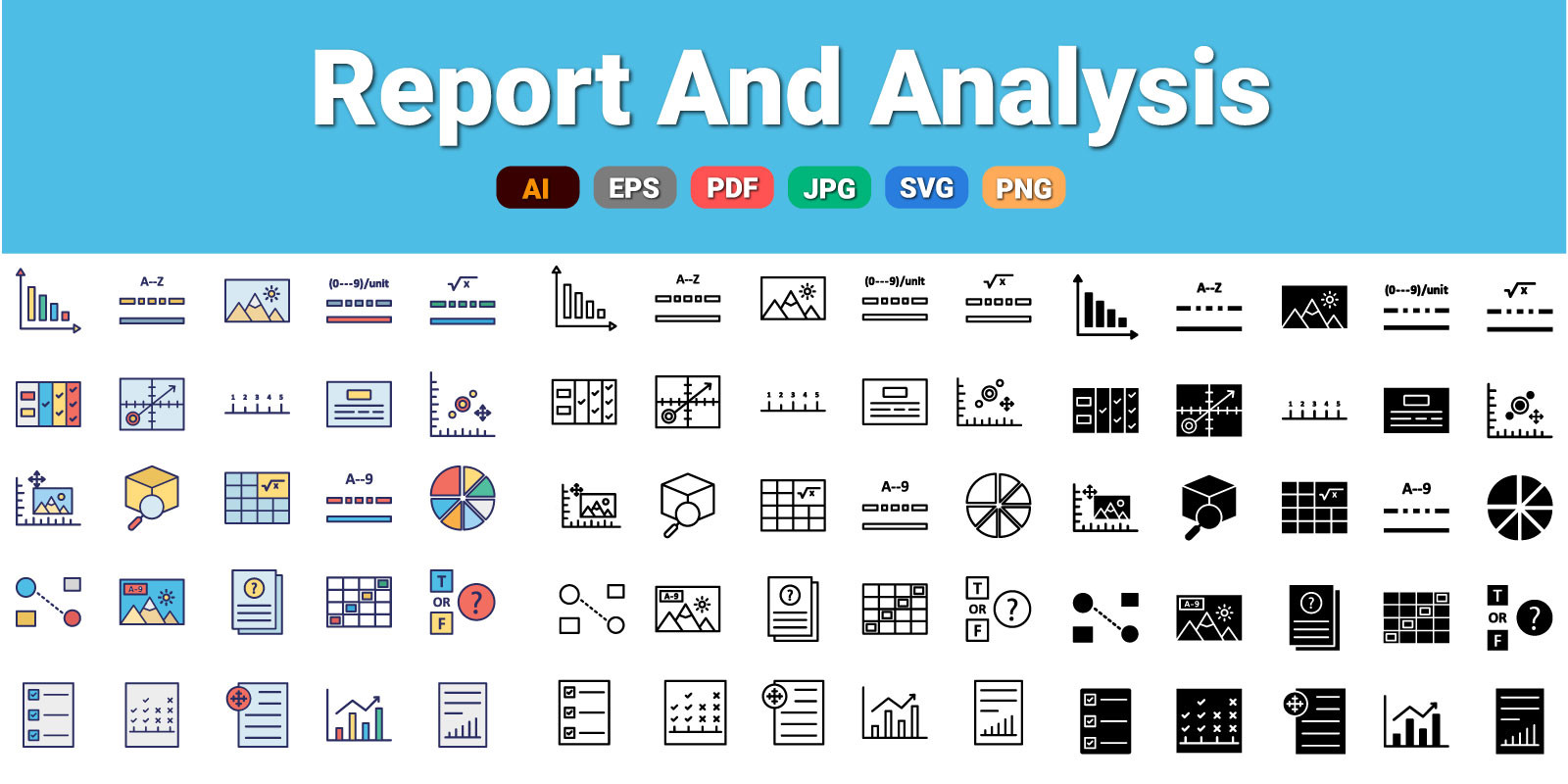 Report and Analysis Vector Icons Pack by Pixlestudio | Codester