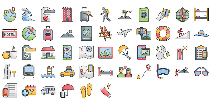 Vacation and Travel Icons Pack | EPS | SVG