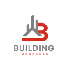 Gray Red Minimalist Building B Logo Design 
