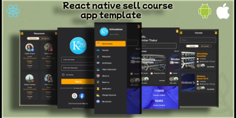  Buy sell Course React Native App  UI Template  