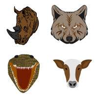 Animal Faces Vector Illustration icons