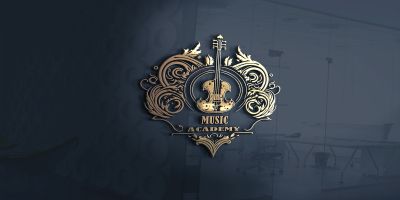 Music Academy With A Guitar Logo Template Vector