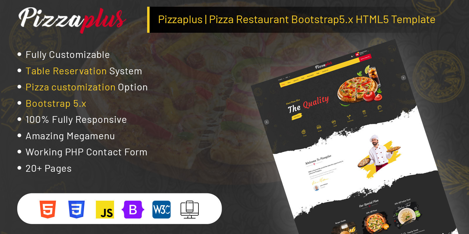 Pizzaplus - Pizza Restaurant HTML Template by Codevilla14 | Codester