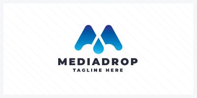 Media Drop Letter M Pro Logo Template