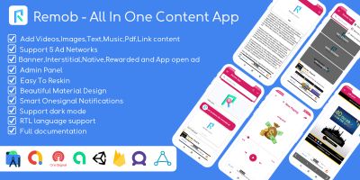Remob - All In One content app with Admin panel