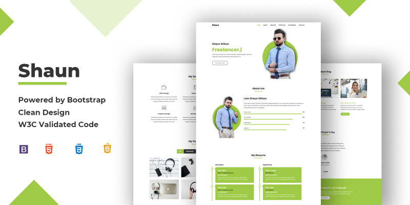 Shaun - Personal Portfolio Landing Page Template