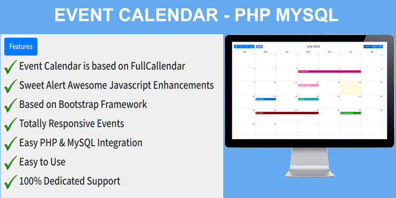 Event Calendar - PHP MYSQL Plugin