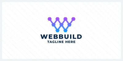 Web Build Tech Letter W Pro Logo Template