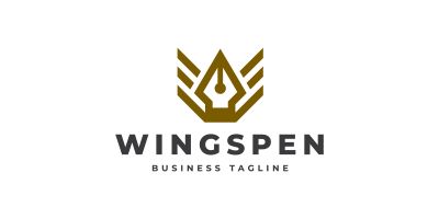 Wings Pen Logo Template
