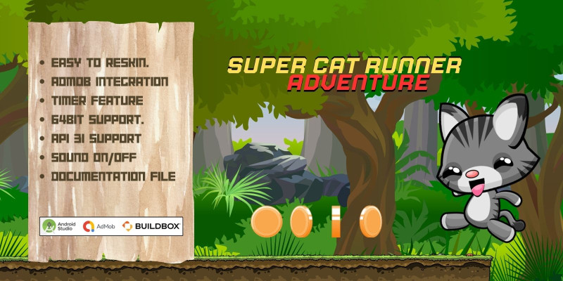 Super Cat Runner Adventure - Full Buildbox Game