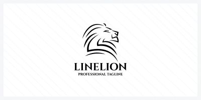 Line Lion Animal Logo Vector