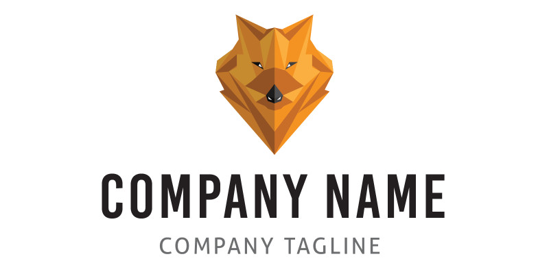 Polygon wolf head vector logo design template