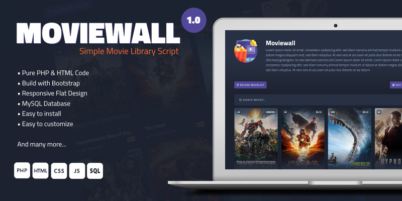 Moviewall - Simple Movie PHP Library Script