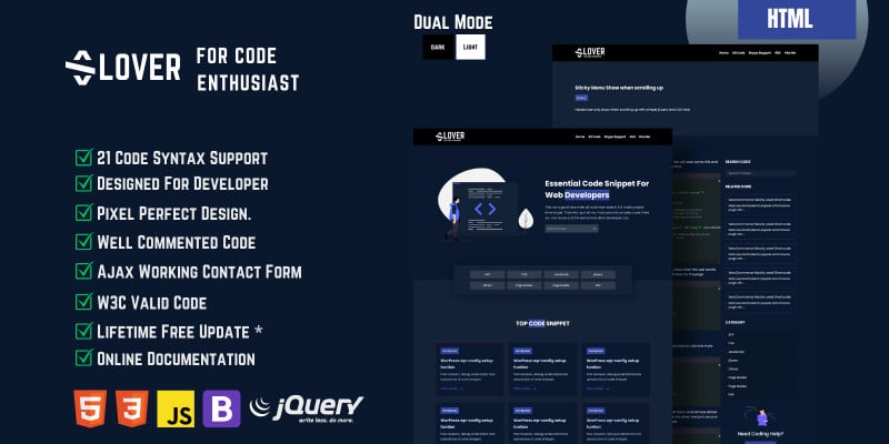 Code Lover – HTML5 Template for Code Enthusiasts