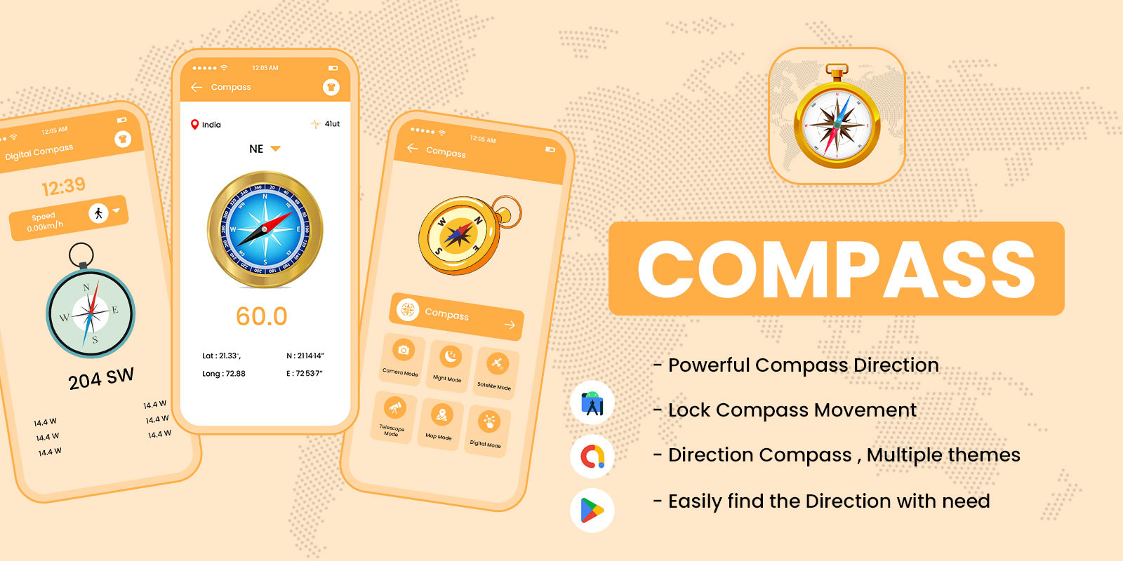 Compass and Altimeter Android Source Code by Elveeinfotech Codester