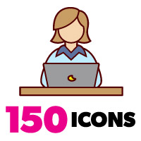 150 Business Woman Color Icons