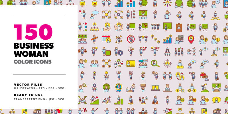150 Business Woman Color Icons