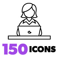 150 Business Woman Line Icons