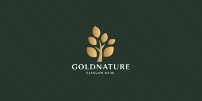Gold Nature Tree Pro Logo Templates