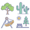 Nature Parks and Plants Icons Pack AI SVG EP